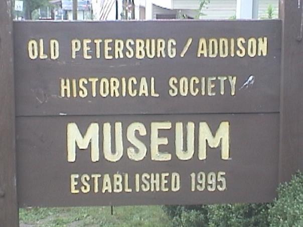 Petersburgh / Addison Museum sign.